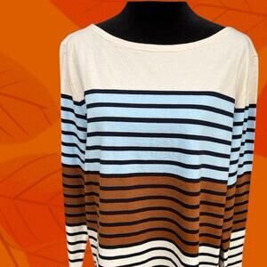J. CREW women's  L long sleeve multi color block striped top